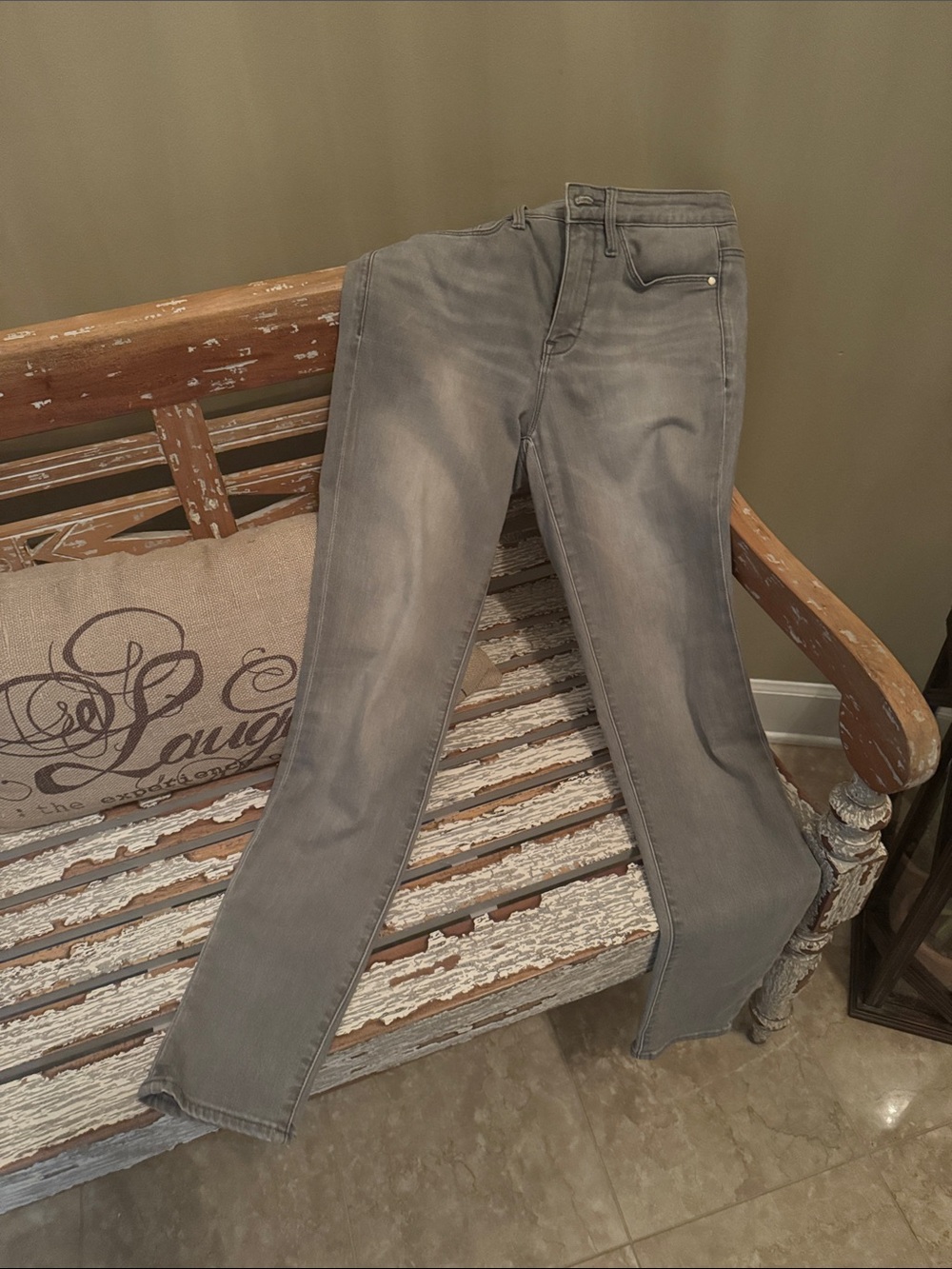Athleta Gray Skinny Jeans with Subtle Fade